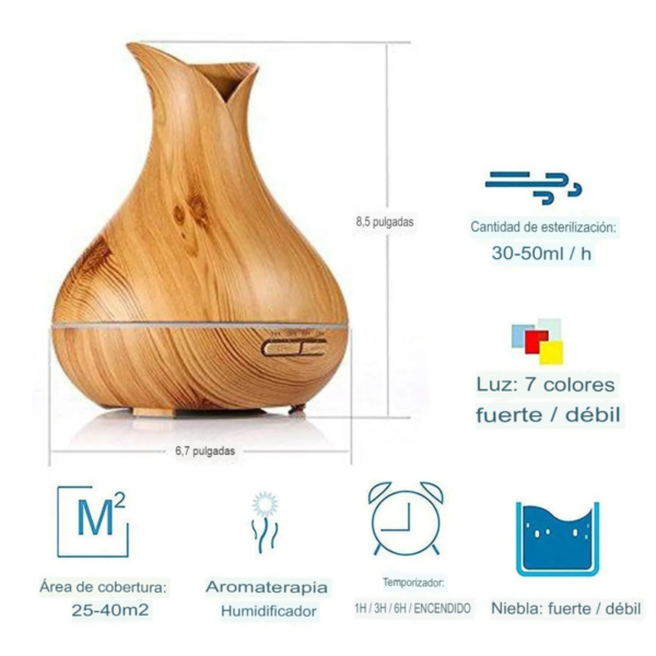 Lámpara Humidificadora de Madera Elegant - Imagen 2